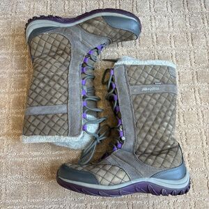 Patagonia Wintertide Quilted Snow Boots Women's 8 Fur Lined Cabin Apres Ski Tall